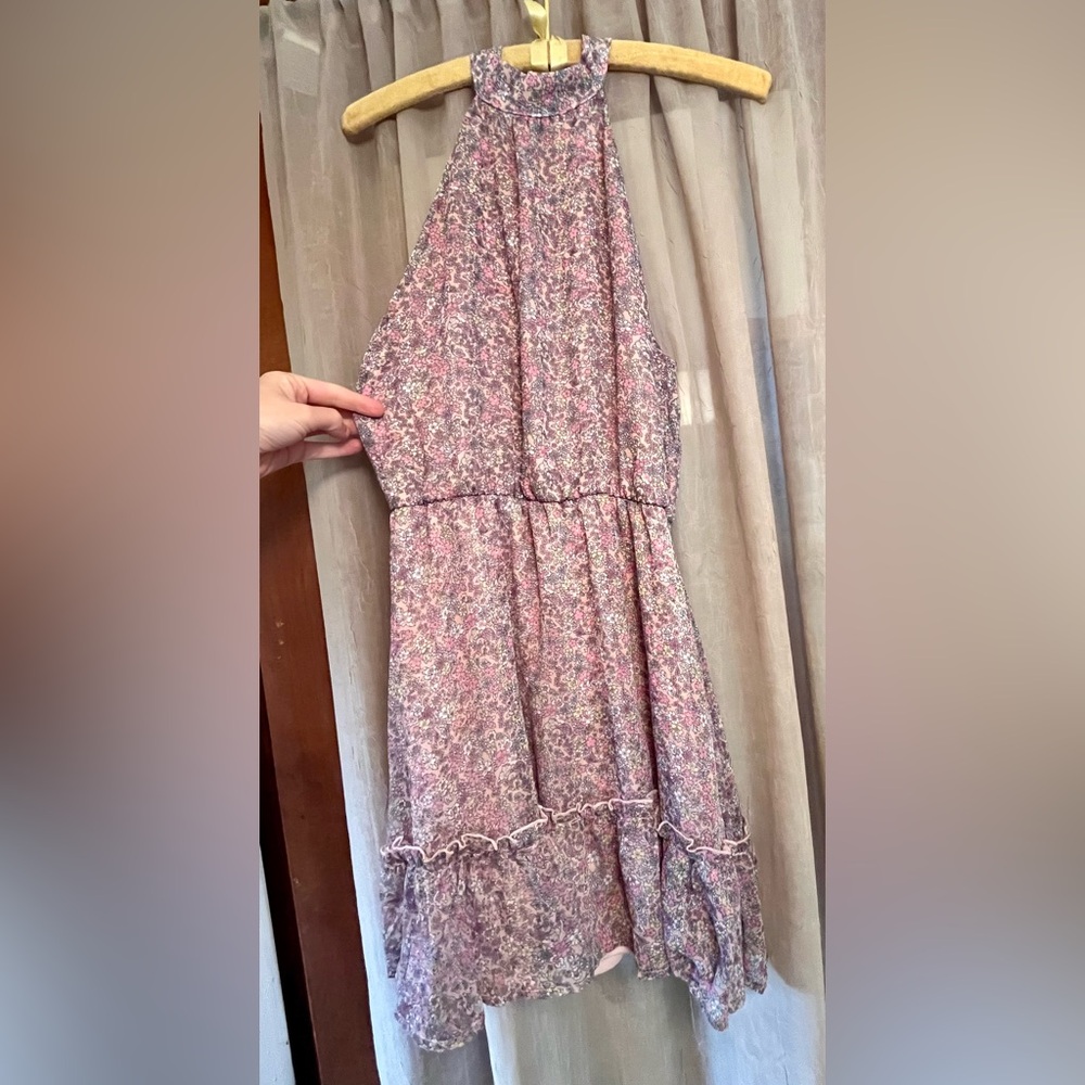 Anthropologie Jessy B dress. Pink button halter. SMALL